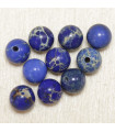 Perles en pierre naturelle ou Gemme - Jaspe Impression Bleu - 6mm - Lot de 10 perles