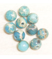 Perles en pierre naturelle ou Gemme - Jaspe Impression Bleu Turquoise - 4mm - Lot de 10 perles