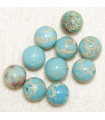 Perles en pierre naturelle ou Gemme - Jaspe Impression Bleu Turquoise - 6mm - Lot de 10 perles