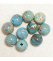Perles en pierre naturelle ou Gemme - Jaspe Impression Bleu Turquoise - 8mm - Lot de 10 perles