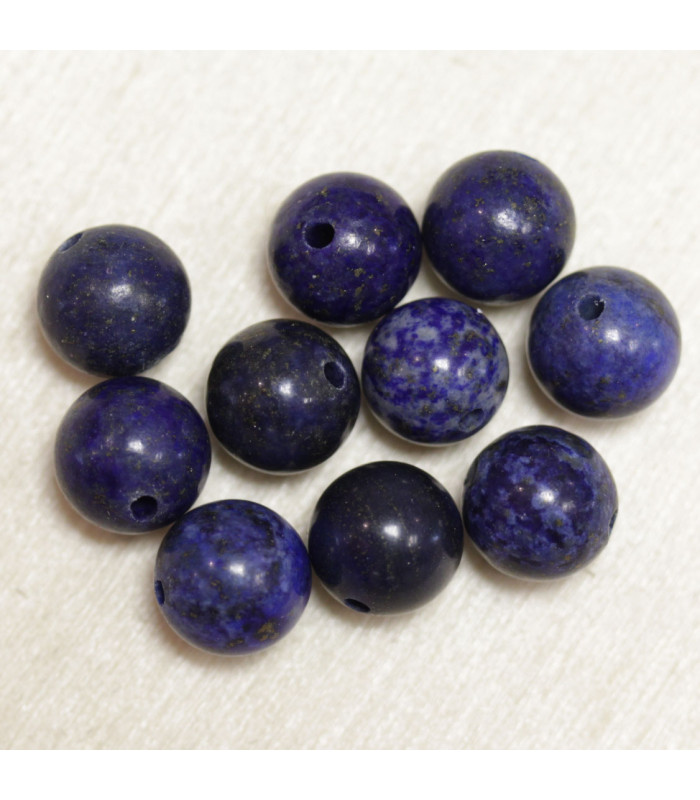 Perles rondes en Lapis Lazuli - 8mm - Lot de 10 perles - Pierre naturelle ou Gemme