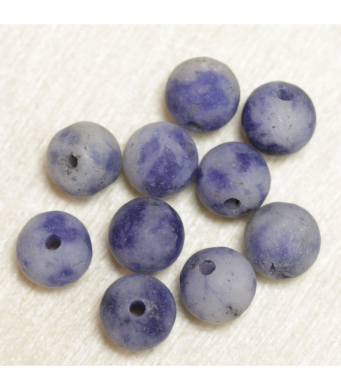 Perles rondes en Sodalite Mat - 10mm - Lot de 10 perles - Pierre naturelle ou Gemme