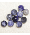 Perles rondes en Sodalite - 6mm - Lot de 10 perles - Pierre naturelle ou Gemme