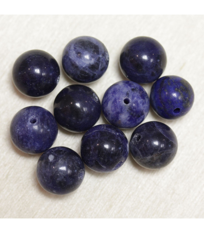 Perles rondes en Sodalite - 8mm - Lot de 10 perles - Pierre naturelle ou Gemme