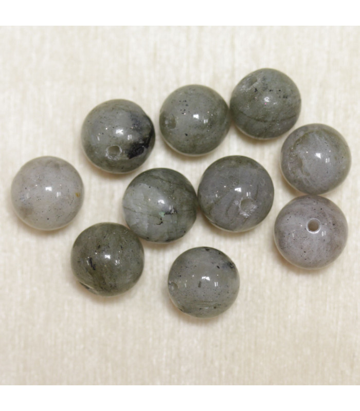 Perles en pierre naturelle ou Gemme - Labradorite - 8mm - Lot de 10 perles