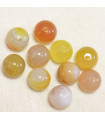 Perles en pierre naturelle ou Gemme - Agate Teintée Jaune - 10mm - Lot de 10 perles