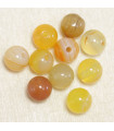 Perles en pierre naturelle ou Gemme - Agate Teintée Jaune - 6mm - Lot de 10 perles