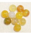 Perles en pierre naturelle ou Gemme - Agate Teintée Jaune - 8mm - Lot de 10 perles