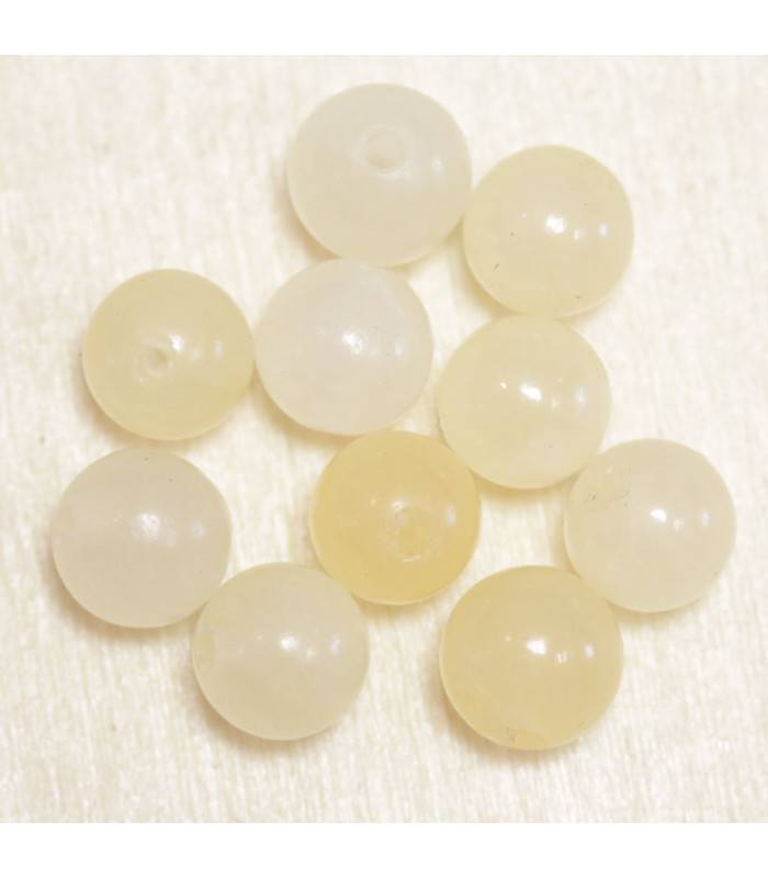 Perles en pierre naturelle ou Gemme - Jade Jaune - 6mm - Lot de 10 perles