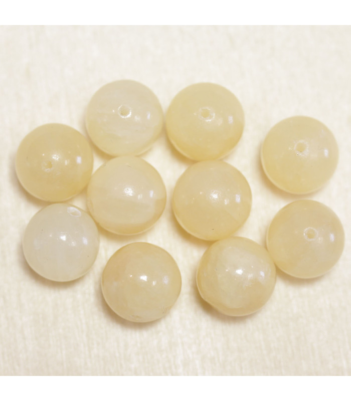 Perles en pierre naturelle ou Gemme - Jade Jaune - 4mm - Lot de 10 perles