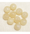 Perles en pierre naturelle ou Gemme - Jade Jaune - 8mm - Lot de 10 perles