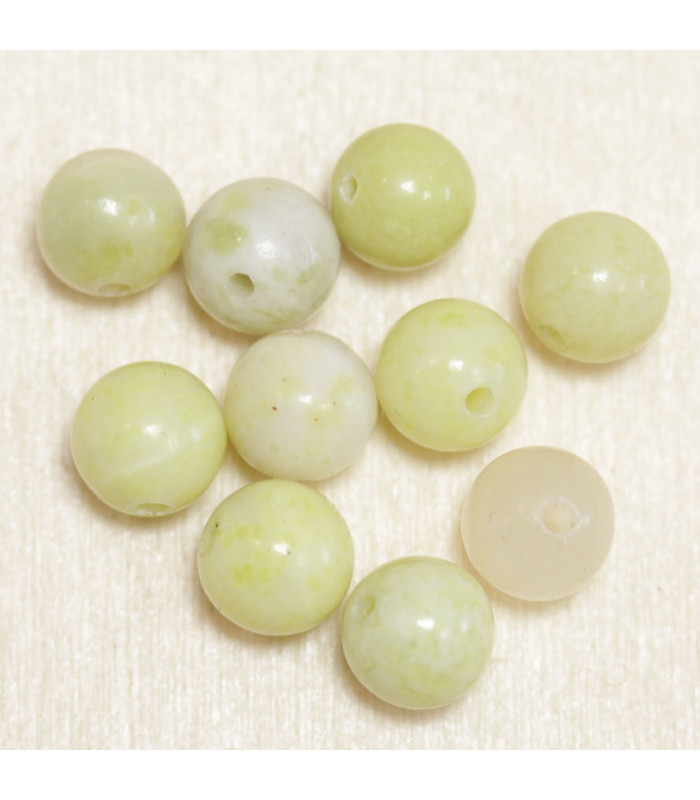 Perles en pierre naturelle ou Gemme - Jaspe Citron - 6mm - Lot de 10 perles