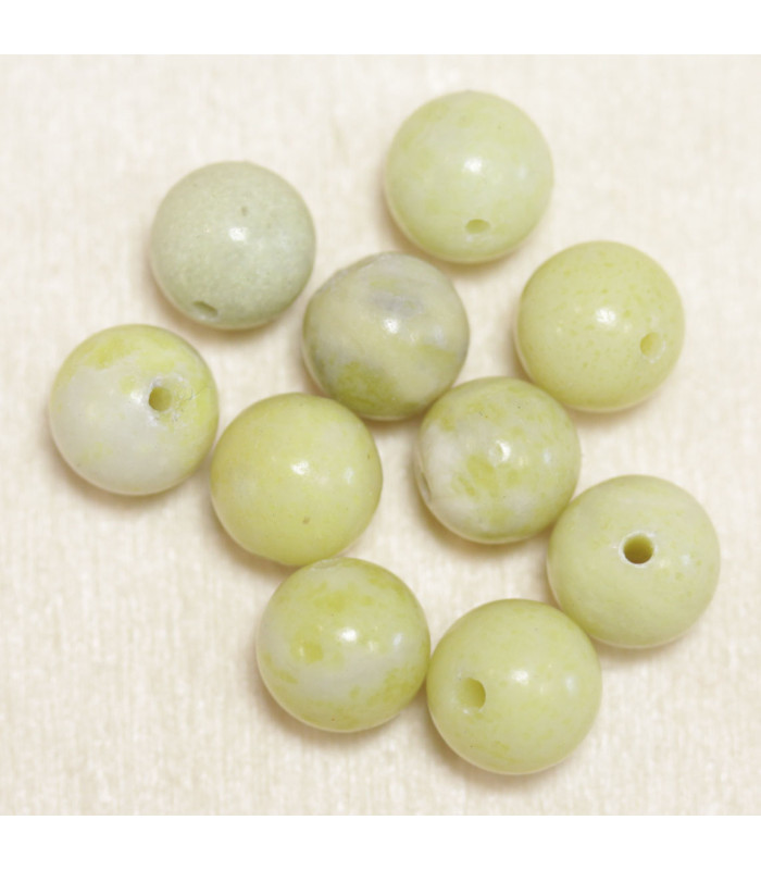 Perles en pierre naturelle ou Gemme - Jaspe Citron - 8mm - Lot de 10 perles