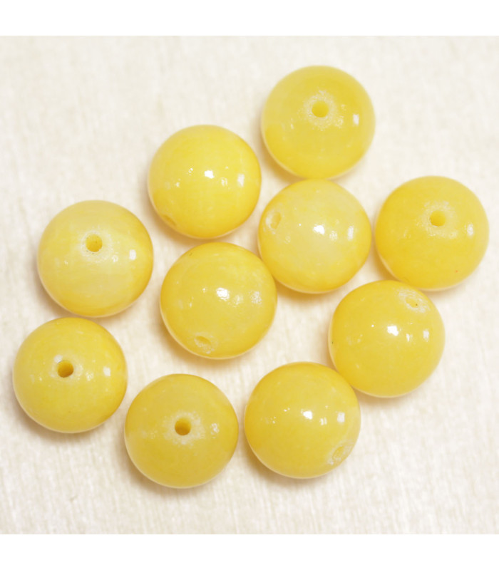 Perles en pierre naturelle ou Gemme - Jaspe Perse Jaune - 10mm - Lot de 10 perles