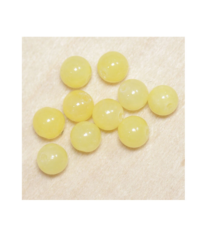 Perles en pierre naturelle ou Gemme - Jaspe Perse Jaune - 4mm - Lot de 10 perles