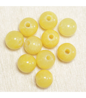 Perles en pierre naturelle ou Gemme - Jaspe Perse Jaune - 8mm - Lot de 10 perles