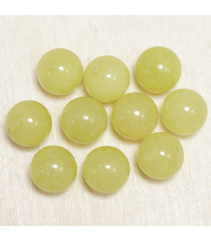 Perles en pierre naturelle ou Gemme - Péridot - 10mm - Lot de 10 perles