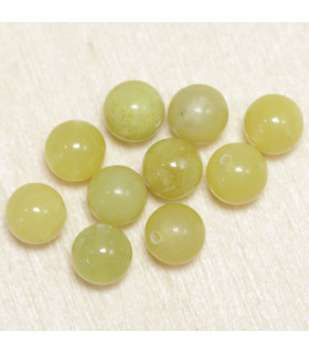 Perles en pierre naturelle ou Gemme - Péridot - 6mm - Lot de 10 perles