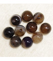 Perles en pierre naturelle ou Gemme - Agate Teintée Marron - 6mm - Lot de 10 perles