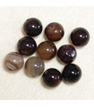 Perles en pierre naturelle ou Gemme - Agate Teintée Marron - 8mm - Lot de 10 perles