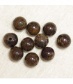 Perles rondes en Bronzite - 6mm - Lot de 10 perles - Pierre naturelle ou Gemme