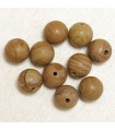 Perles en pierre naturelle ou Gemme - Jaspe Bois - 4mm - Lot de 10 perles