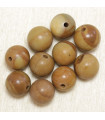 Perles en pierre naturelle ou Gemme - Jaspe Bois - 6mm - Lot de 10 perles