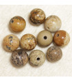 Perles rondes en Jaspe Paysage - 6mm - Lot de 10 perles - Pierre naturelle ou Gemme
