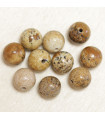 Perles rondes en Jaspe Paysage - 8mm - Lot de 10 perles - Pierre naturelle ou Gemme