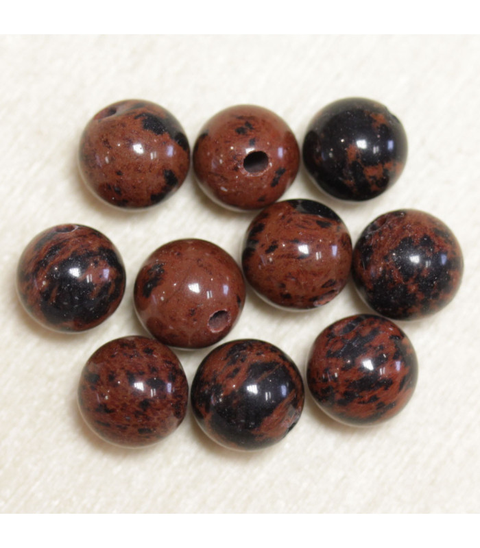 Perles en pierre naturelle ou Gemme - Obsidienne Acajou - 4mm - Lot de 10 perles
