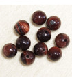 Perles en pierre naturelle ou Gemme - Oeil Du Taureau - 6mm - Lot de 10 perles