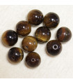 Perles en pierre naturelle ou Gemme - Oeil Du Tigre - 10mm - Lot de 10 perles