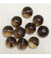 Perles en pierre naturelle ou Gemme - Quartz Fumé - 10mm - Lot de 10 perles
