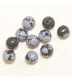 Perles en pierre naturelle ou Gemme - Obsidienne Flocon Neige - 4mm - Lot de 10 perles