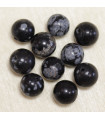 Perles en pierre naturelle ou Gemme - Obsidienne Flocon Neige - 8mm - Lot de 10 perles