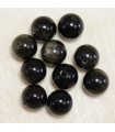 Perles en pierre naturelle ou Gemme - Obsidienne Gold - 4mm - Lot de 10 perles