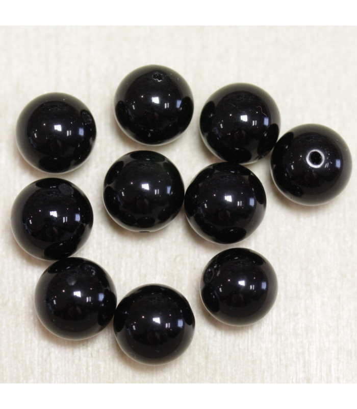 Perles en pierre naturelle ou Gemme - Obsidienne Noire - 10mm - Lot de 10 perles