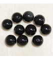 Perles en pierre naturelle ou Gemme - Obsidienne Noire - 4mm - Lot de 10 perles