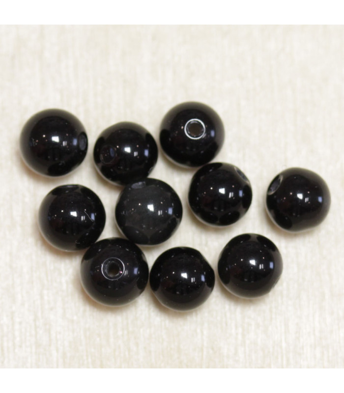 Perles en pierre naturelle ou Gemme - Obsidienne Noire - 6mm - Lot de 10 perles
