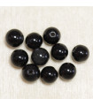 Perles en pierre naturelle ou Gemme - Obsidienne Noire - 6mm - Lot de 10 perles