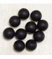 Perles rondes en Onyx Noir Mat - 8mm - Lot de 10 perles - Pierre naturelle ou Gemme