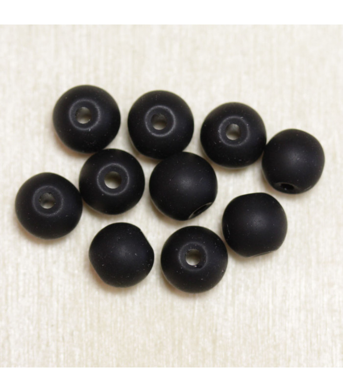 Perles rondes en Onyx Noir Mat - 4mm - Lot de 10 perles - Pierre naturelle ou Gemme