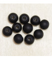 Perles rondes en Onyx Noir Mat - 4mm - Lot de 10 perles - Pierre naturelle ou Gemme