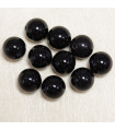 Perles rondes en Onyx Noir - 10mm - Lot de 10 perles - Pierre naturelle ou Gemme