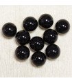 Perles rondes en Onyx Noir - 4mm - Lot de 10 perles - Pierre naturelle ou Gemme