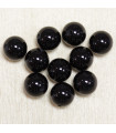 Perles rondes en Onyx Noir - 8mm - Lot de 10 perles - Pierre naturelle ou Gemme