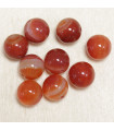 Perles en pierre naturelle ou Gemme - Agate Orange Teintée - 10mm - Lot de 10 perles