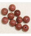 Perles en pierre naturelle ou Gemme - Gold Stone - 4mm - Lot de 10 perles