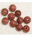 Perles rondes Goldstone - 4mm - Lot de 10 perles - Pierre en Verre et Cristaux de cuivre