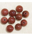 Perles en pierre naturelle ou Gemme - Gold Stone - 8mm - Lot de 10 perles